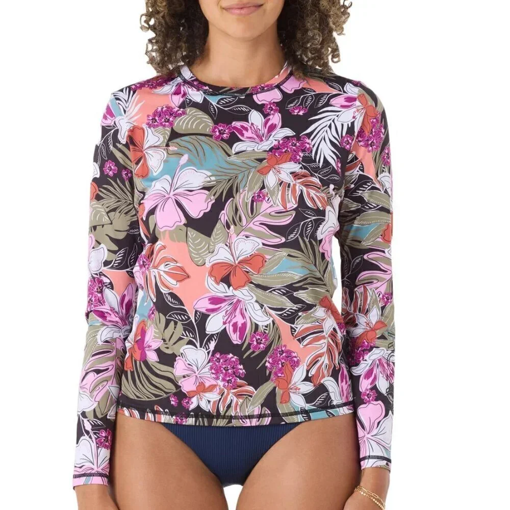 NWT - Roxy Ladies' Sun Protection Tee Pink Floral – Size XS